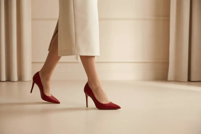 Une femme marchant en talon dans son appartement